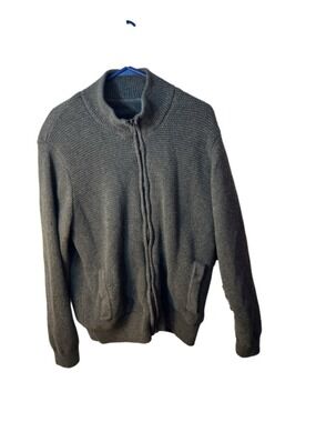 Emanuel Ungaro Men's Charcoal Gray Zip-Up Knit Sweater